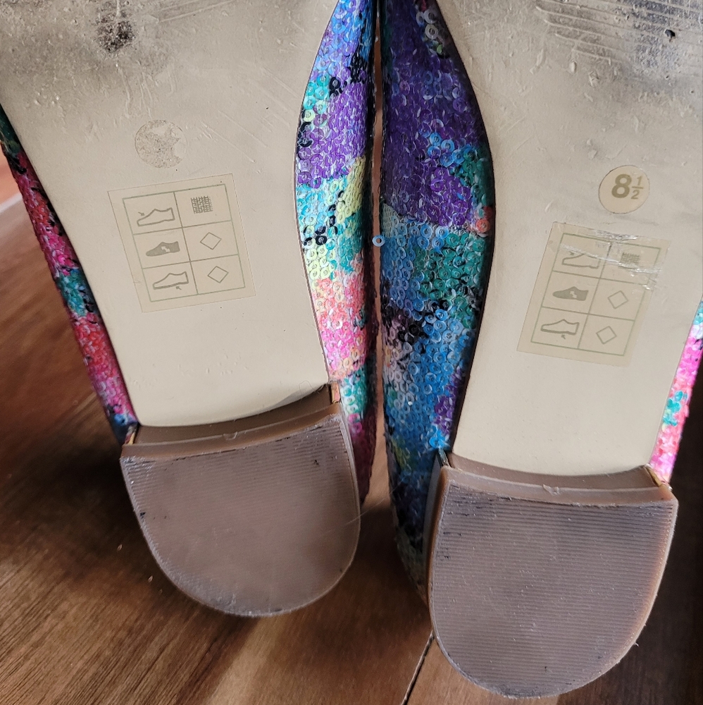 DV by Dolce Vita Hanna Botanical Sequin Loafers Multicolor Sparkle Flats Size 8. - Picture 7 of 10